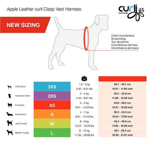curli Apple Leather Geschirr braun - 3XS 