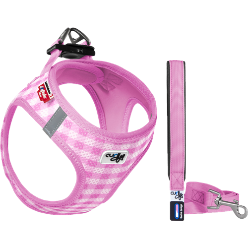 curli Vest Geschirr Puppy Set - pink-caro - 3XS (26 – 30 cm) 