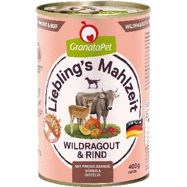 GranataPet Liebling's Mahlzeit - 400 g - Wildragout & Rind 