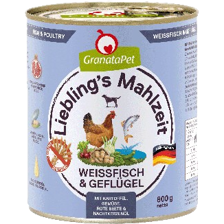 GranataPet Liebling's Mahlzeit - 800 g - Weißfisch & Geflügel 