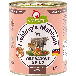 GranataPet Liebling's Mahlzeit - 800 g - Wildragout & Rind 