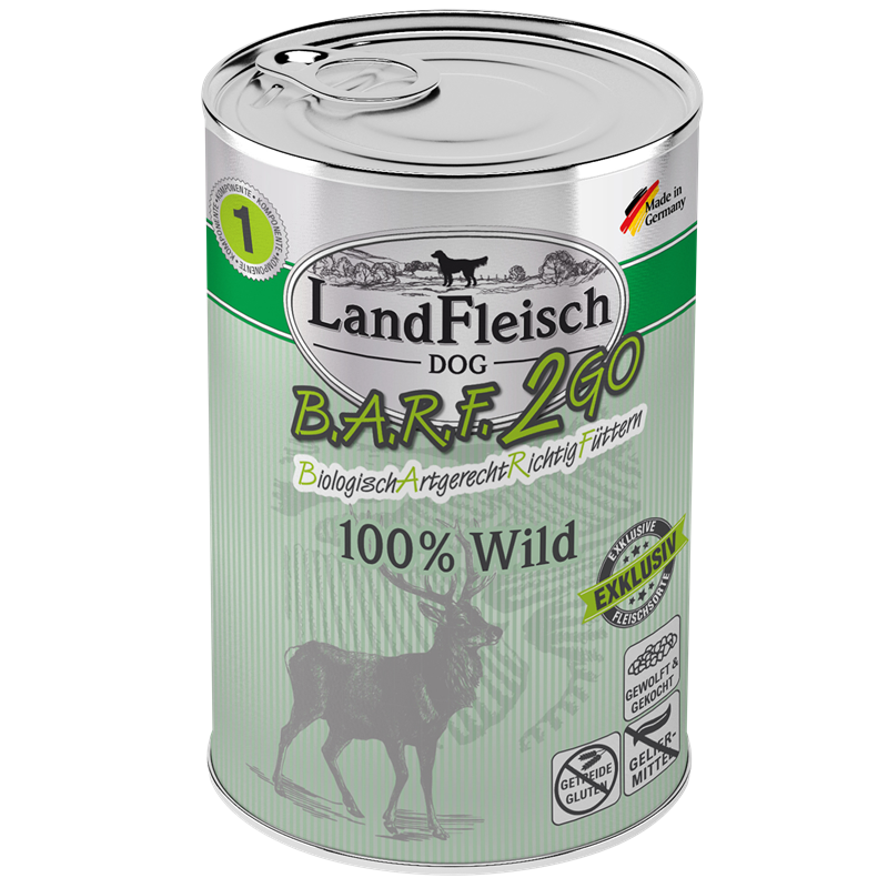 LandFleisch B.A.R.F.2GO - 400 g - Exklusiv Wild 