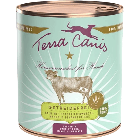 Terra Canis Menü Sensitive - getreidefrei - 800 g - Kalb mit Petersilienwurzel, Mango & Johannisbeere 