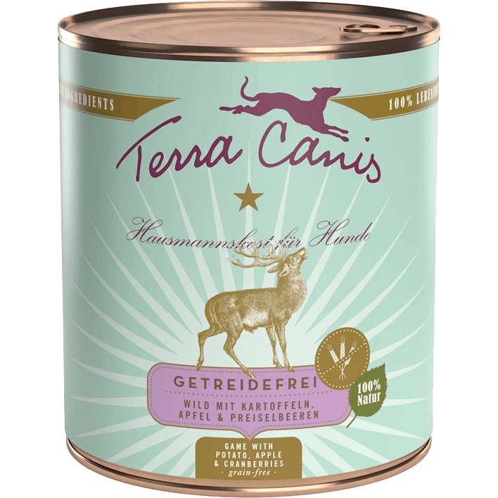 Terra Canis Menü Sensitive - getreidefrei - 800 g - Wild mit Kartoffeln, Apfel & Preiselbeeren 