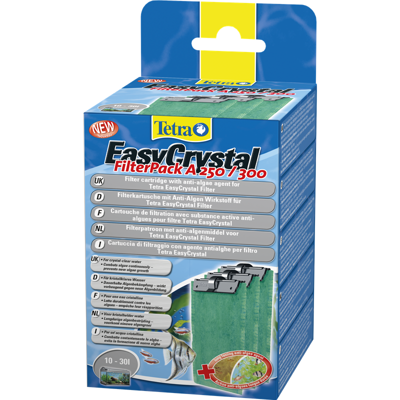 Tetra EasyCrystal Filter Pack A 250 / 300 - mit Anti-Algen Wirkstoff - 3 Stück 