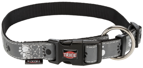 TRIXIE Silver Reflect Halsband - schwarz / silbergrau - M / L (35 – 55 cm) 