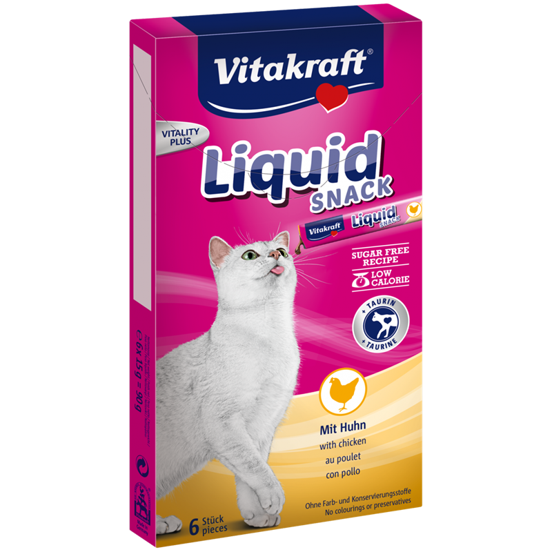 Vitakraft Cat Liquid-Snack - 6 x 15 g - Hähnchen & Taurin 